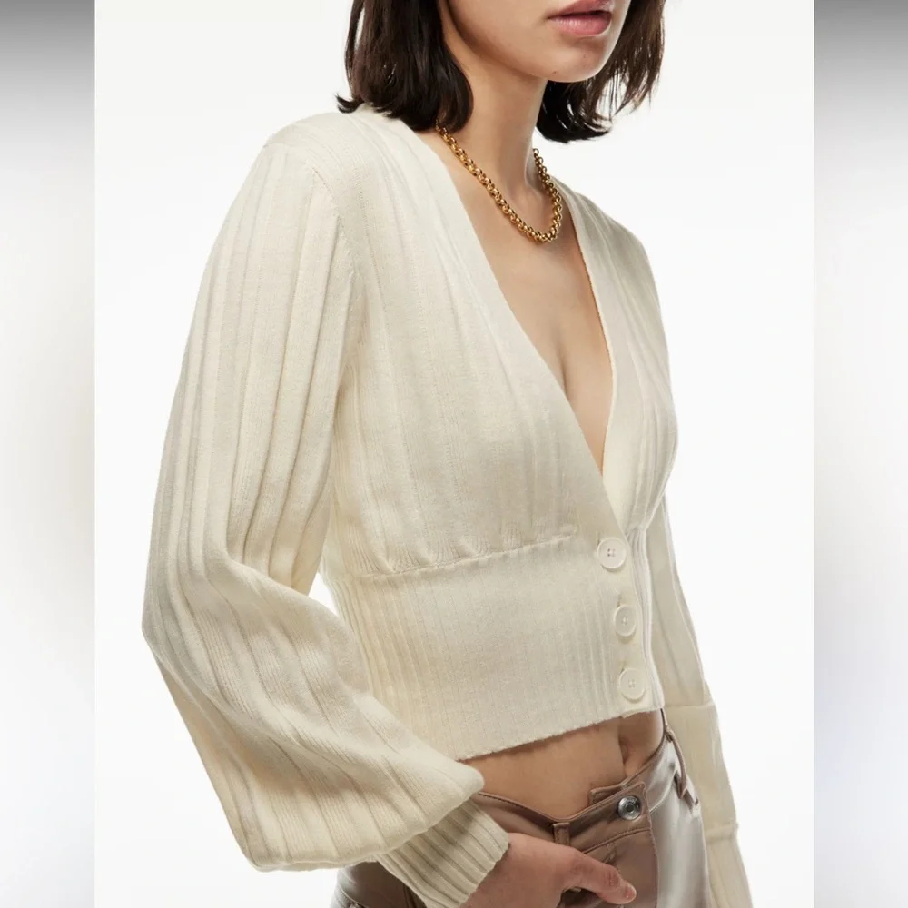 Wilfred Cream Ribbed Cardigan - Picture 1 of 5